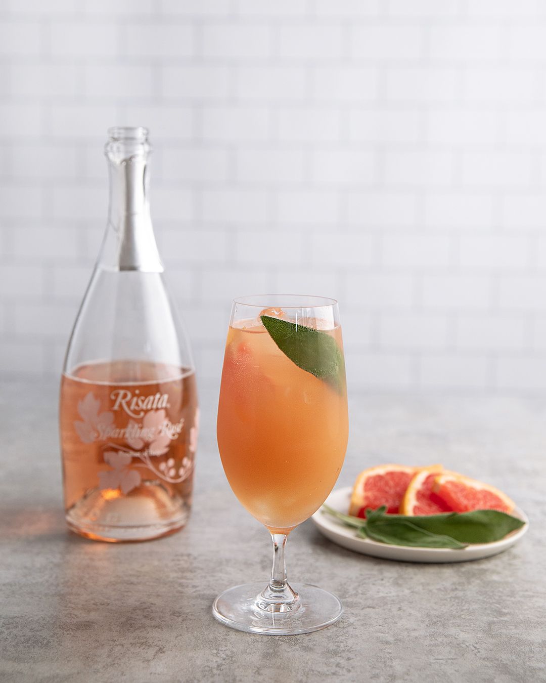 Risata Sparkling Rose Grapefruit Sage Mimosa Cocktail